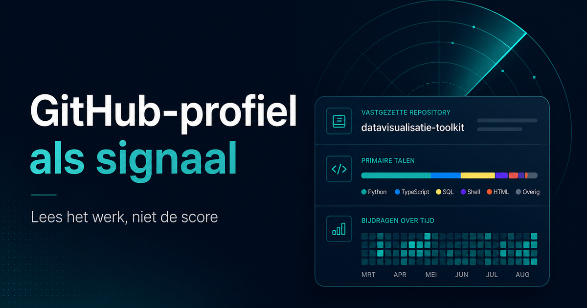 Recruiter die een GitHub-profiel leest als publiek werkbewijs in plaats van een wervingsscore